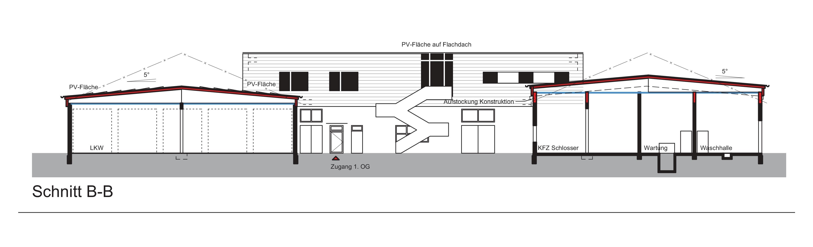 Bauhof Bonner Str. Schnitt-/ Ansichtsplan Bild