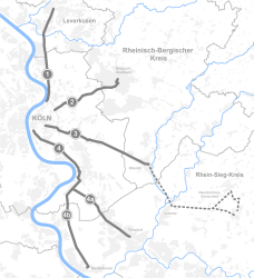 Radpendlerrouten im Rechtsrheinischen