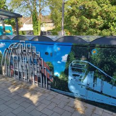 Fahrradboxen mit Kunst von Eugen Schramm