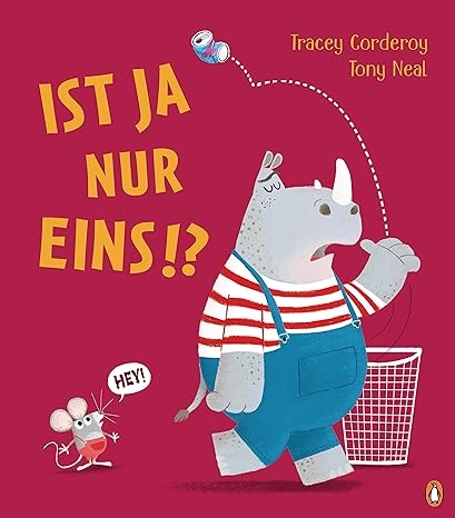 Auf dem Bild ist ein Buchcover zu sehen mit einem Nashorn das Müll wegwirft.