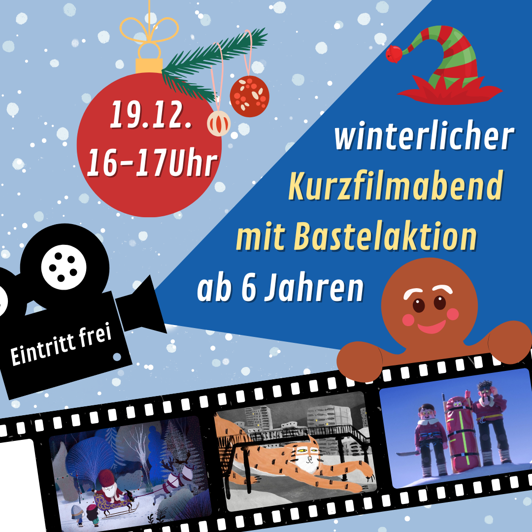 Zu sehen ist das Plakat des Kurzfilmabends in der Stadtbibliothek Troisdorf.