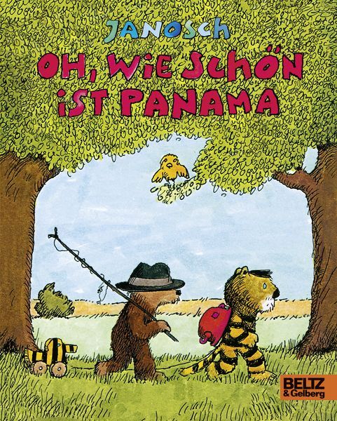 Zu sehen ist das Cover des Bilderbuches "O, wie schön ist Panama" von dem Autoren Janosch, mit dem Tiger und dem Bär.