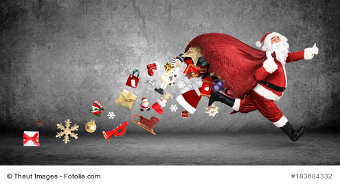 Weihnachtsmann mit einem Sack voller Geschenke!