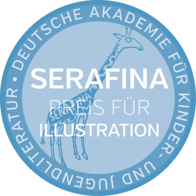 Serafina Logo Preis Logo mit Giraffe und Umschrift: Deutsche Akademie für Kinder und Jugendliteratur