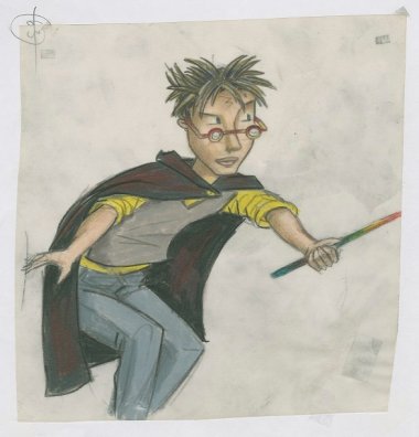 Skizze von Harry Potter mit Zauberstab
