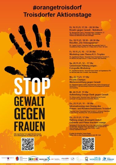 Plakat #orangetroisdorf Troisdorfer Aktionstage