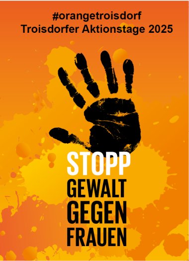 Plakat #orangetroisdorf Troisdorfer Aktionstage 2025