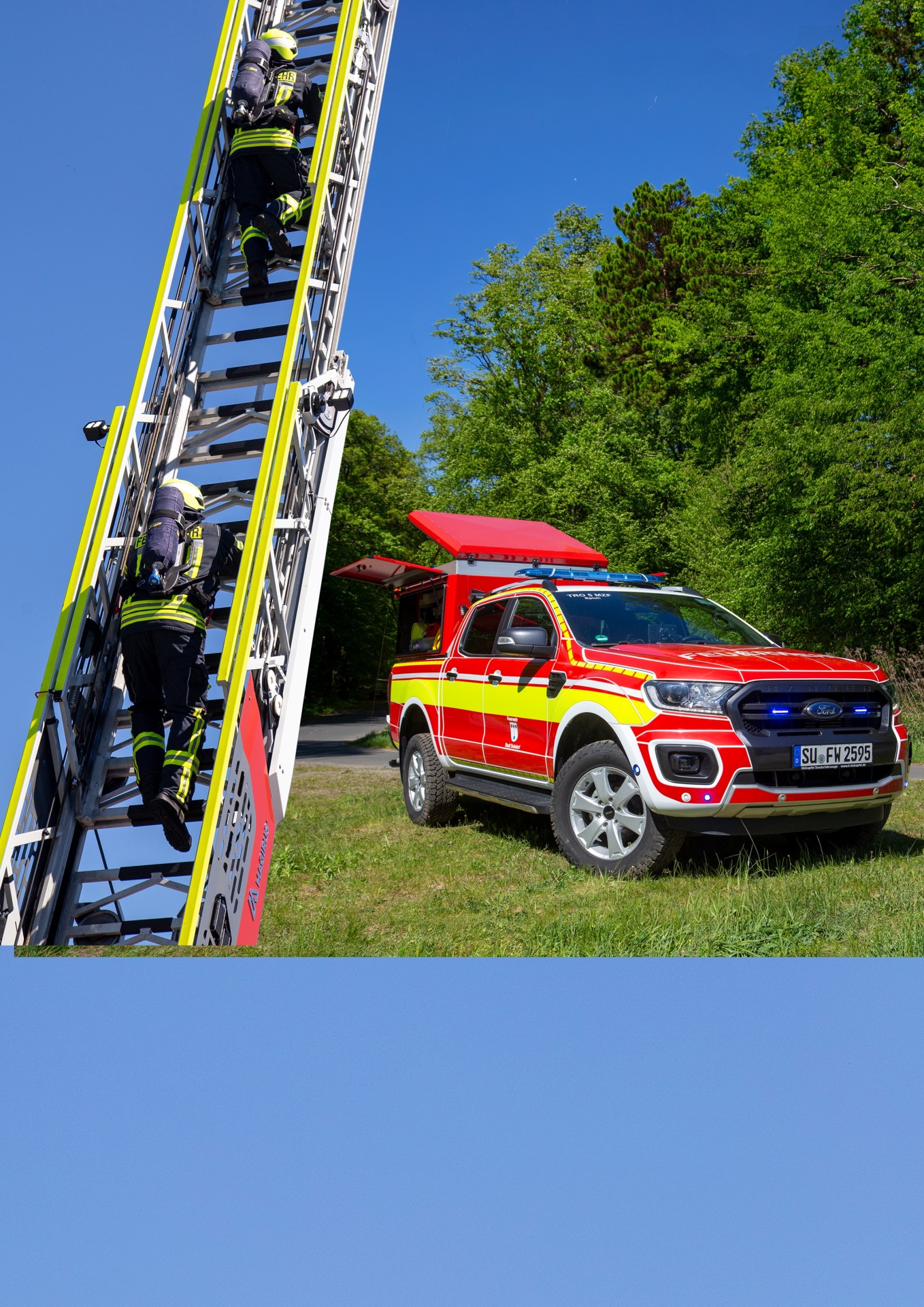 Feuerwehrleiter- und Fahrzeug