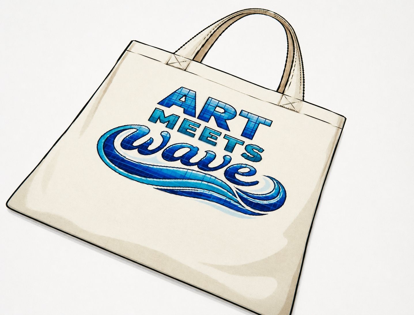 Tasche mit "Art meets Wave"- Schriftzug