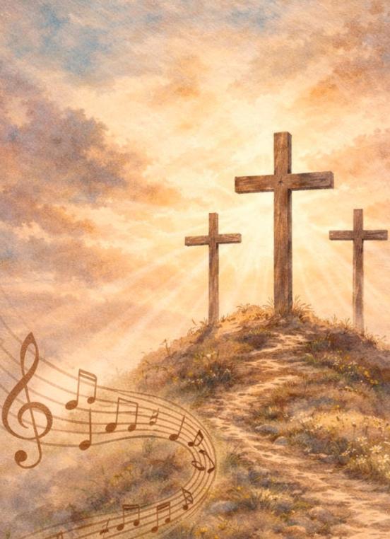 Notenschlüssel und Grabkreuze