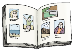 Ein aufgeschlagenes Buch mit Bildern