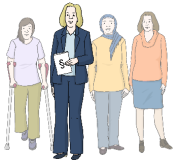 Gruppe an Frauen mit Fokus auf eine Ansprechpartnerin 