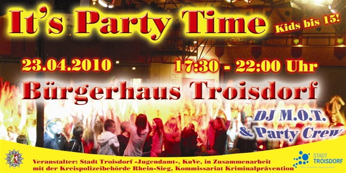Plakat zur Tanzparty im Bürgerhaus