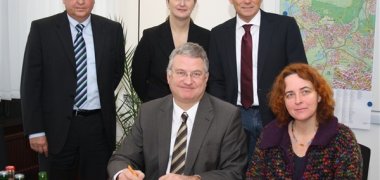 Fairer Kompromiss: Bürgermeister Jablonski, Krüger, Heine, Ziegler und Eschbach