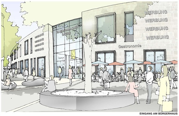 Entwurf für die neue Einkaufspassage in der Troisdorfer City.