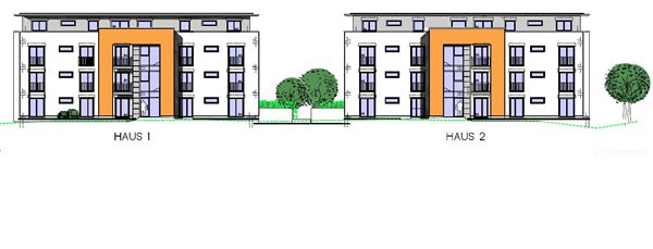 Entwurf der beiden Häuser für das Mehrgenerationenwohnen am Altenforst.