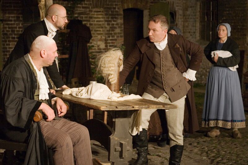 Szene aus Kleists Lustspiel Der zerbrochene Krug.