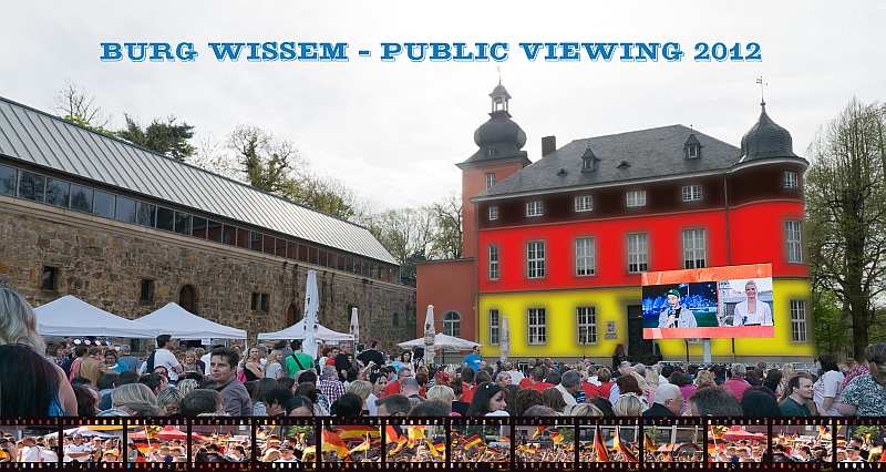 In schwarz-rot-gold getaucht hat der Troisdorfer Fotograf Udo Schumpe die Burg Wissem in seiner Fotomontage