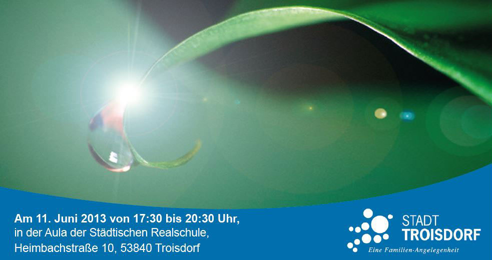 Ausschnitt aus dem Plakat zur Klimakonferenz am 11. Juni von 17:30 bis 20:30 Uhr in der Aula der städtischen Realschule Heimbachstraße
