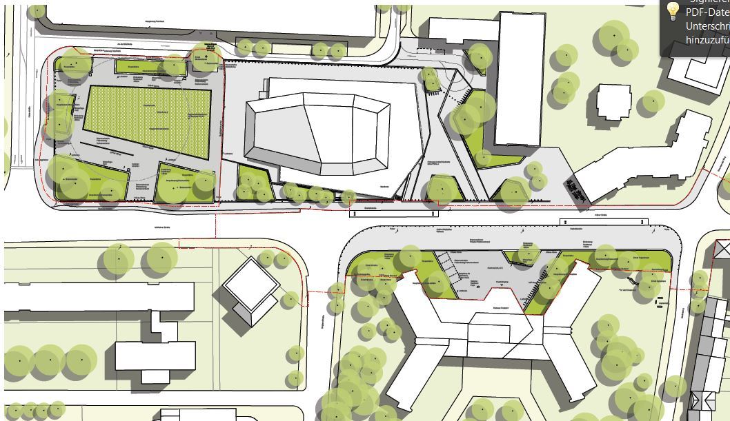 Planung für den Bereich rund um Rathaus und Stadthalle mit Festplatz