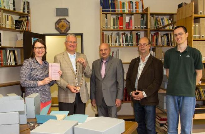 v.l. Antje Winter, Bürgermeister Jablonski, 1. Vorsitzender Harry Harter, Geschäftsführer Joachim Hürten und Praktikant Jan Glowczynski