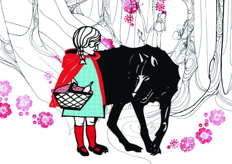 Rotkäppchen-Illustration von Sybille Schenker, Verlag MinEdition 2014.