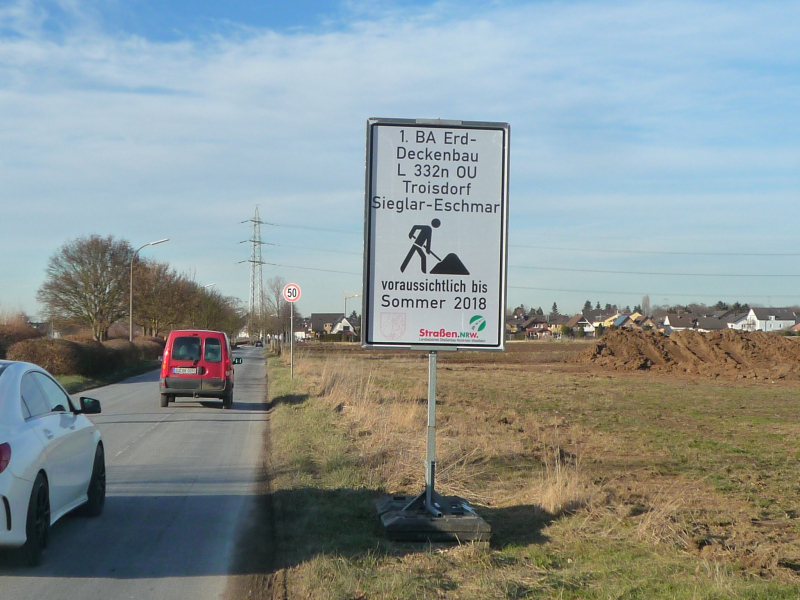 Der Bau der L 332n von Sieglar nach Eschmar hat begonnen. Foto: Hans Meinhardt.