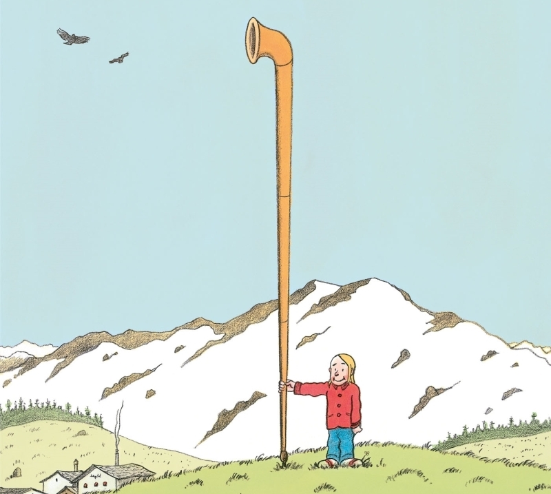 Sofie spielt Alphorn.