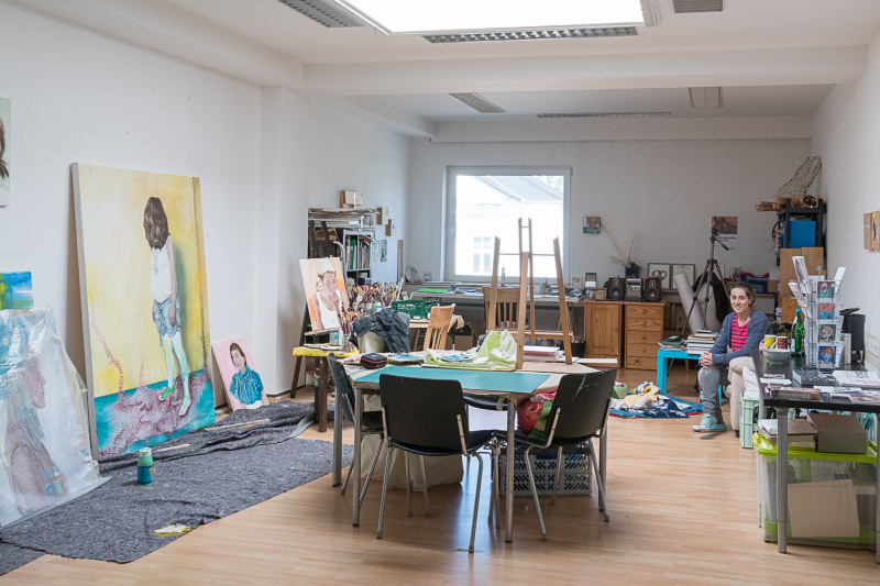 Blick in das Atelier der Troisdorfer Künstlerin Mirjam Wingender.