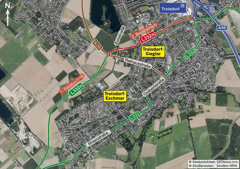 Die Bauarbeiten an der Umgehung L332n gehen weiter.