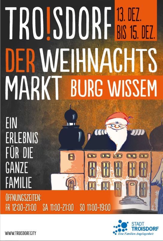 Plakat für den Weihnachtsmarkt auf Burg Wissem.