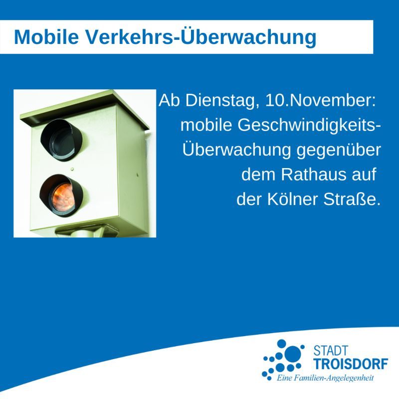 Blitzer auf der Kölner Straße am 10.11.20