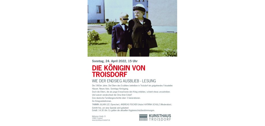 Plakat zur Lesung von "Die Königin von Troisdorf"