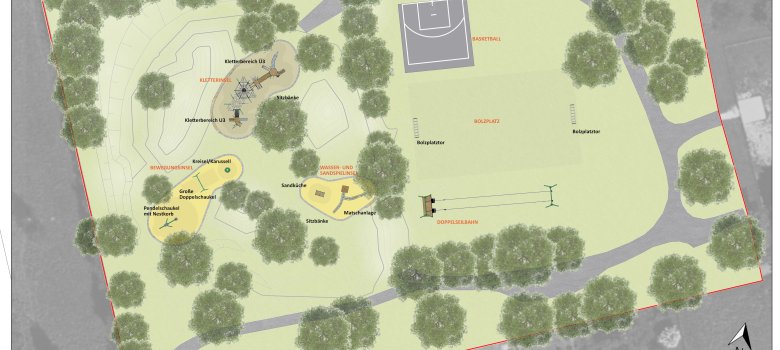 Plan des neu gestalteten Spielplatzes „Auf dem Schellerod“