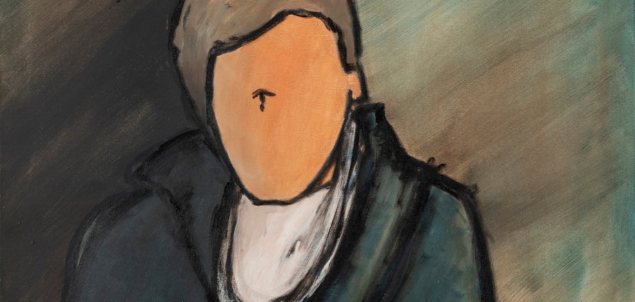 Gemälde menschliches Gesicht ohne Augen, Nase und Mund