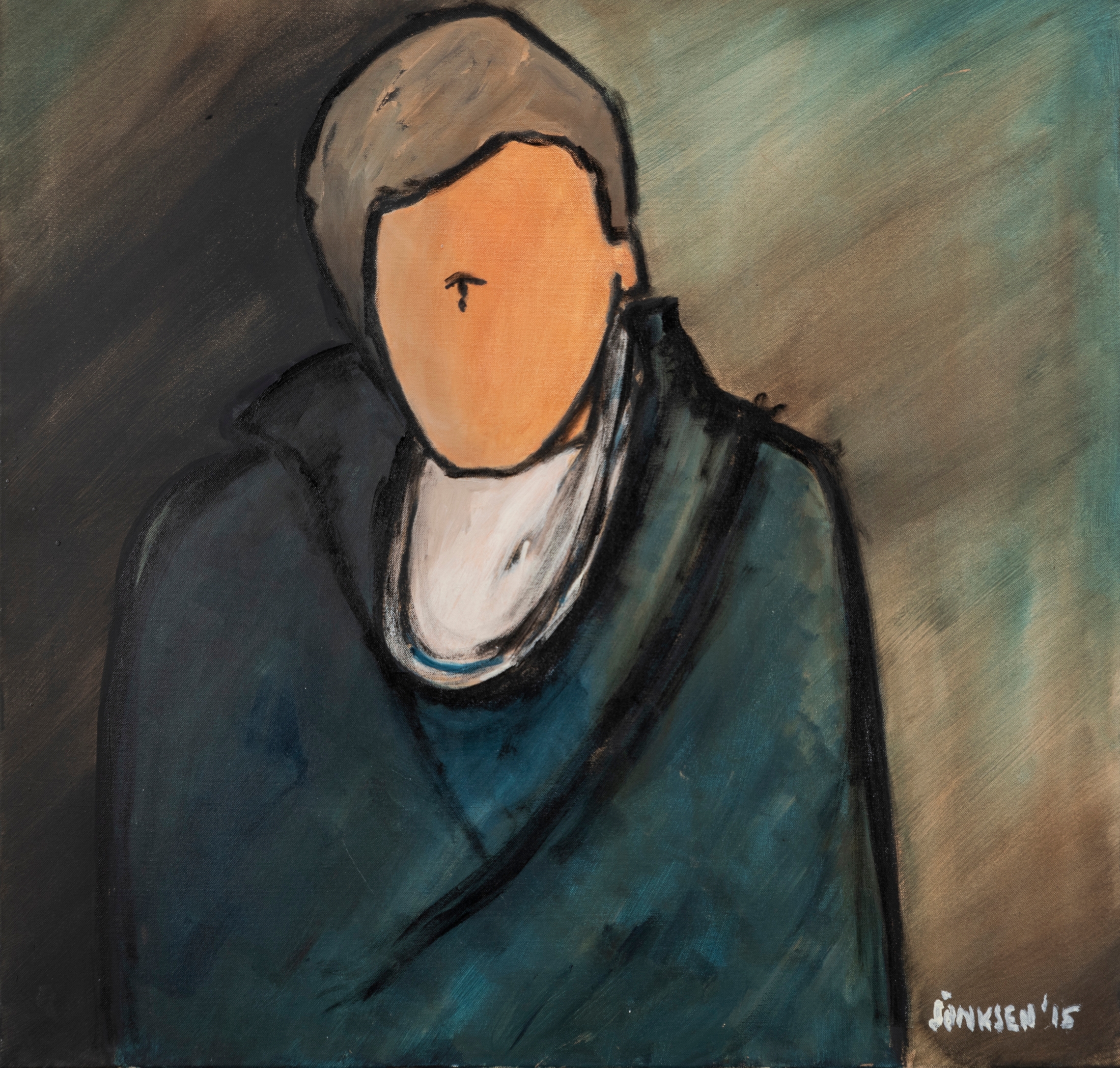 Gemälde menschliches Gesicht ohne Augen, Nase und Mund