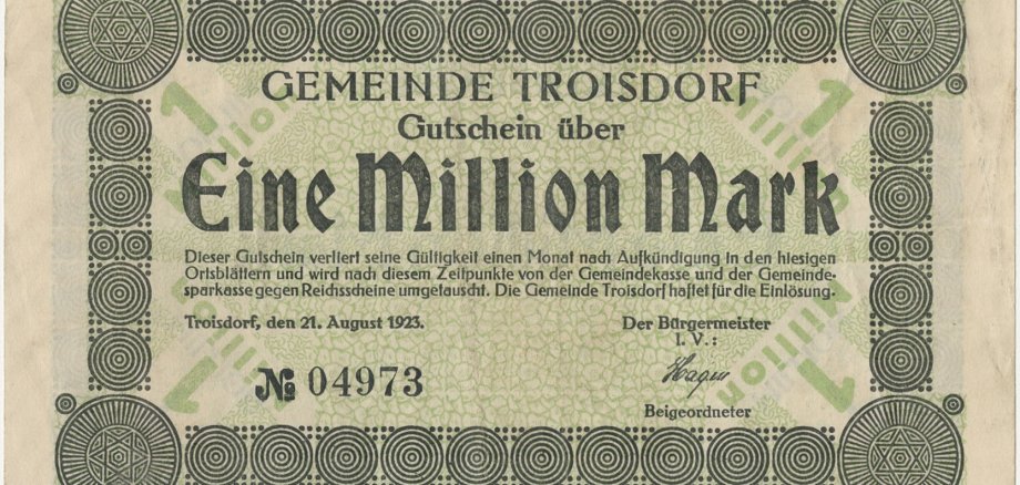 Notgeld: Gutschein über Eine Million Mark