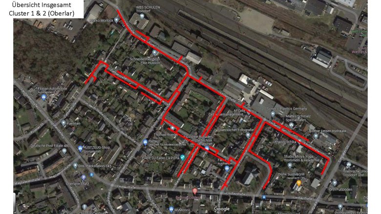 Anordnung Cluster 1 +2 Lindenstr., Ziehtenstr., Pastor-Willems-Str., Josefstr. u.a. Troisdorf