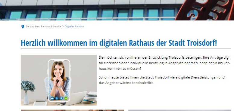 Website zum Digitalen Rathaus