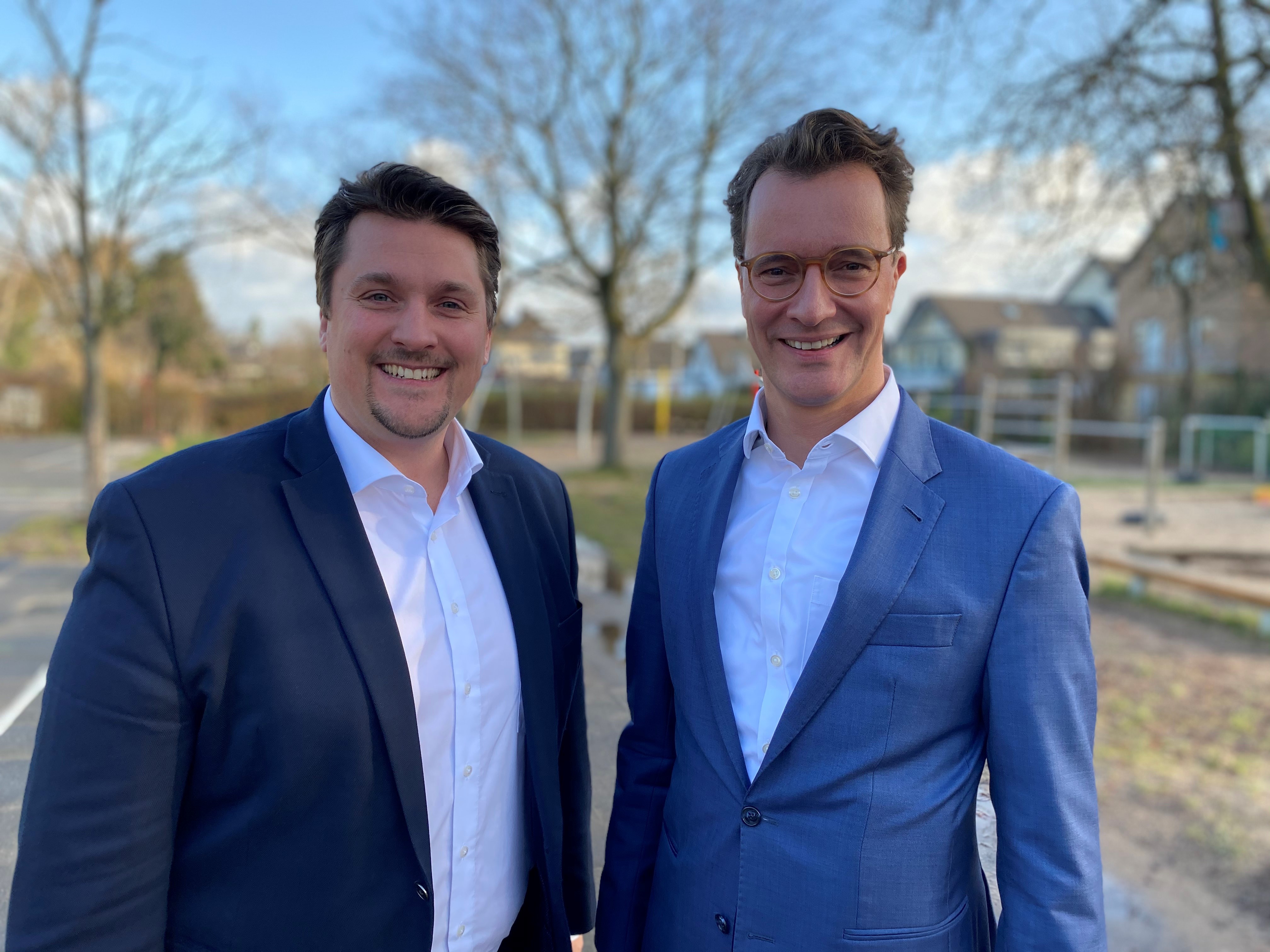 Bürgermeister Biber und Hendrik Wüst