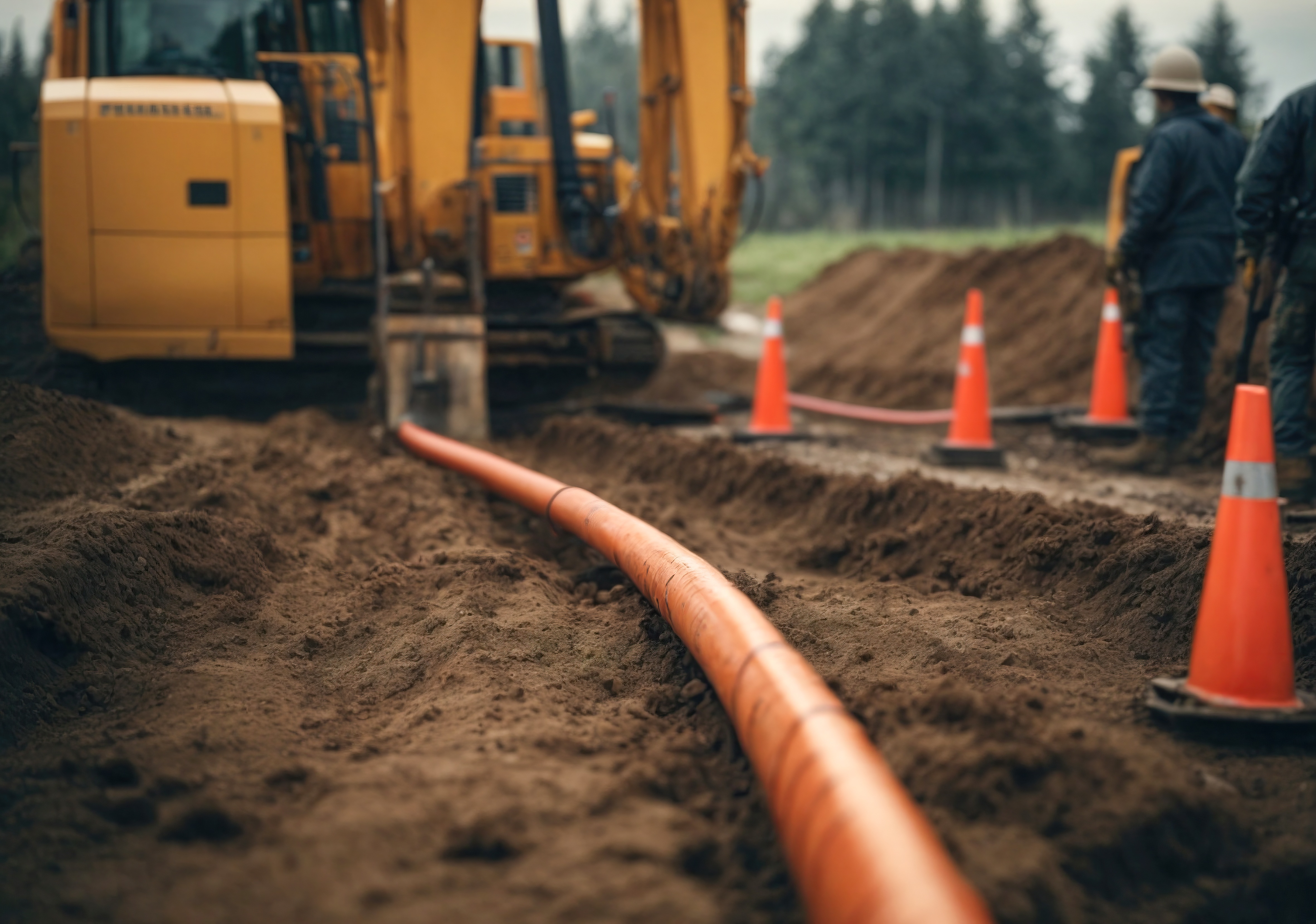 Baustelle: Kabel werden unter der Erde verlegt