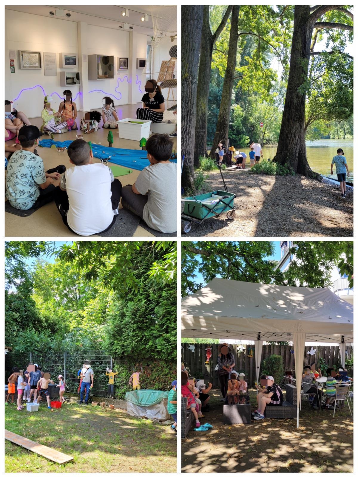 Komposition aus vier Bildern: Ferienprogramm für Kinder Motto "Wasser"