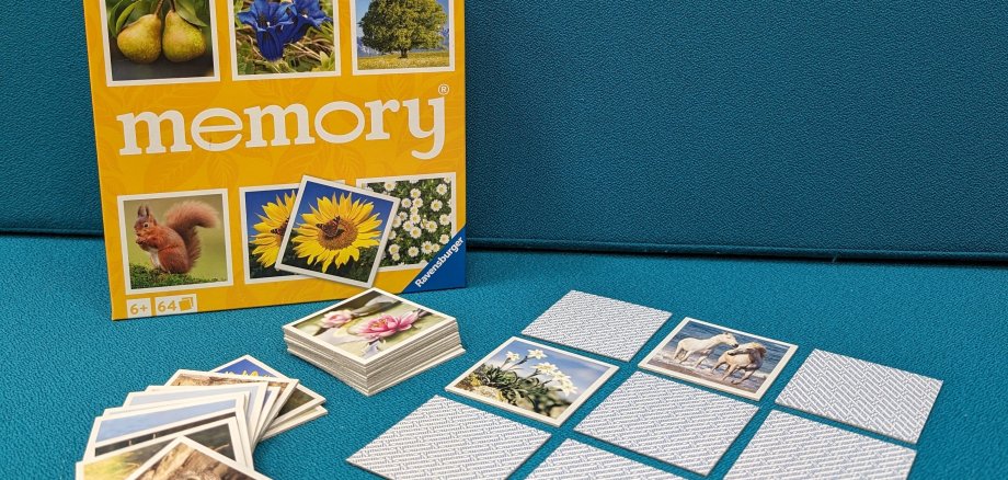 Memory-Karten vor einer Memory-Box