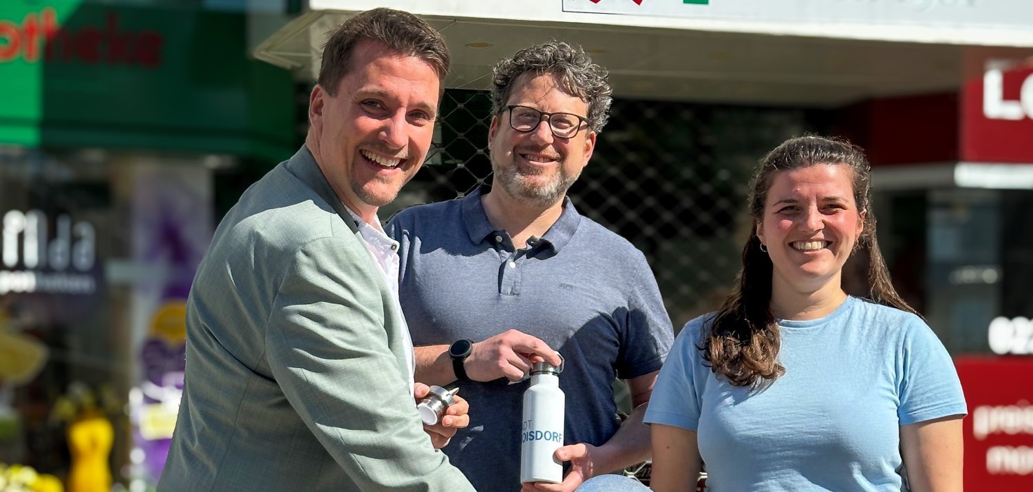 v.l. Bürgermeister Alexander Biber, Daniel Euler (Leiter Stabsstelle Strategische Mobilitätsplanung und Klimawandelvorsorge, Hannah Schulze-Steinen (Stabsstelle Strategische Mobilitätsplanung und Klimawandelvorsorge)