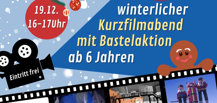 Plakat "Winterlicher Kurzfilmabend mit Bastelaktion"