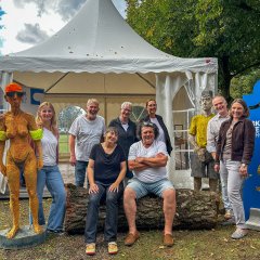 v.l. Sandra Stein (Kulturamt), Manfred Webel, Anett Frontzek, Angela Behler, Clemens Heinl, Carmen Vetere, Kulturamtsleiter Rainer Land, 1. Beigeordnete Tanja Gaspers 