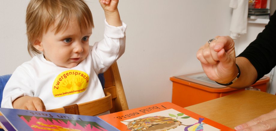 Kleinkind liest Kinderbuch