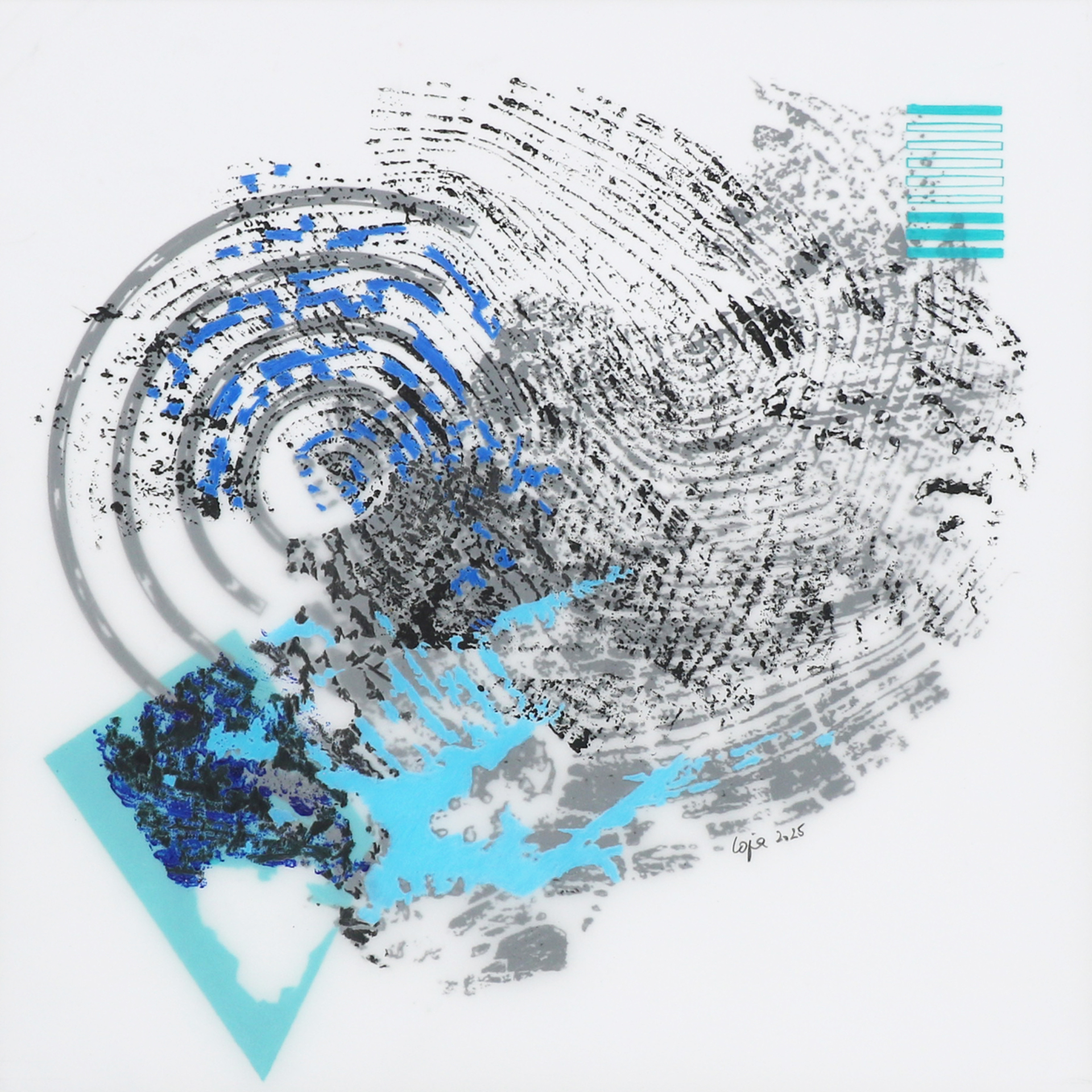 LOTHAR JANSSEN - Monotypie und Farbstift auf Plotterpapier