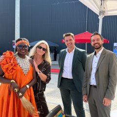 v.l. Lydia Nyota, Stellvertretend Vorsitzende, Heidi Kaiser, Bürgermeister Alexander Biber, GF der Trowista Alexander Miller