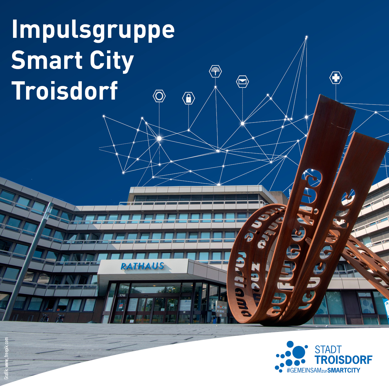 Implusgeber*innen für Smart City gesucht! Plakatwerbung für die Anmeldung zur Impulsgruppe Smart City